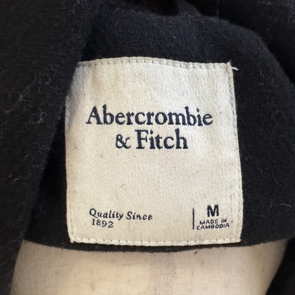 A&F Tailored Wool-Blend Dad Coat Classic Black Size Medium - Picture 11 of 12